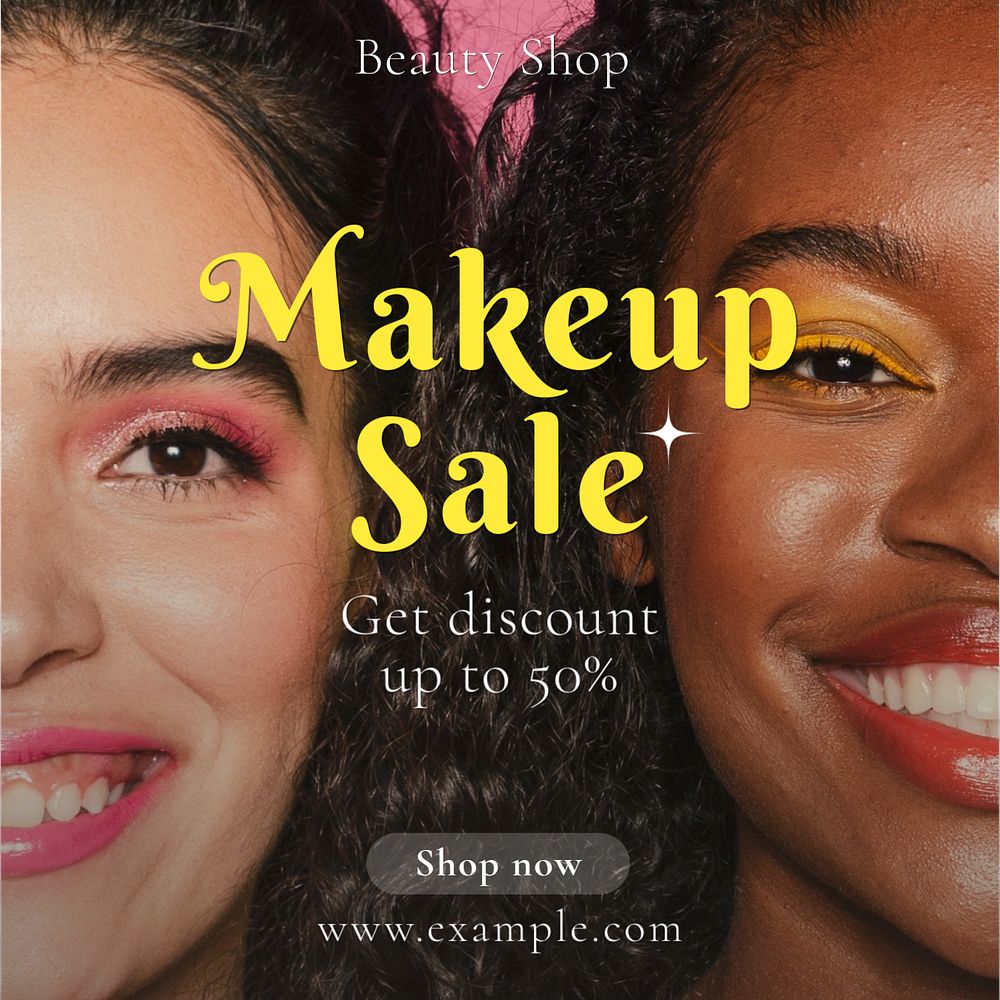 Makeup sale Instagram post template, editable text