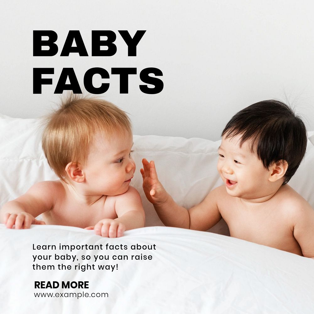 Baby facts Instagram post template, editable text