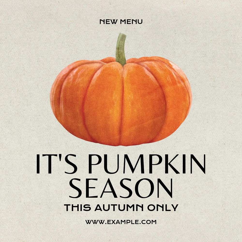 New autumn menu Instagram post template, editable text