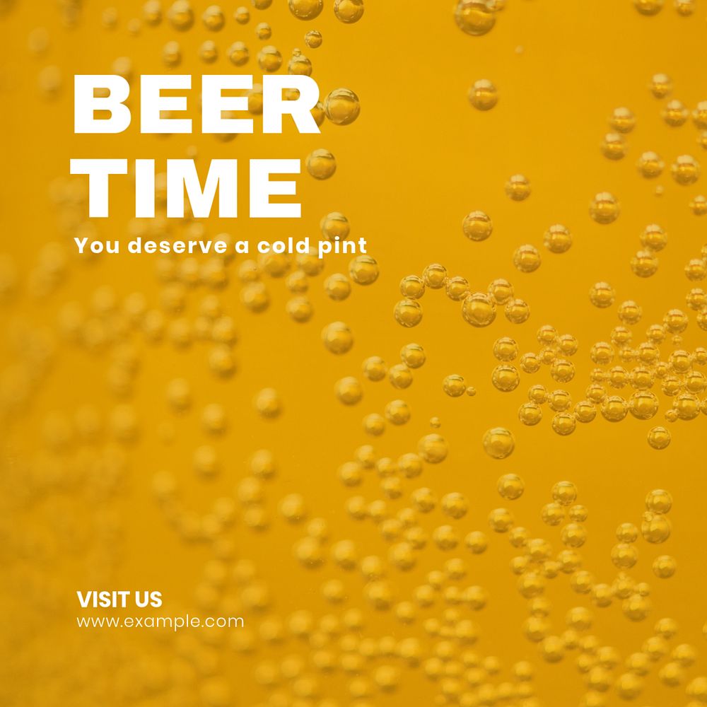 Beer time Instagram post template, editable text