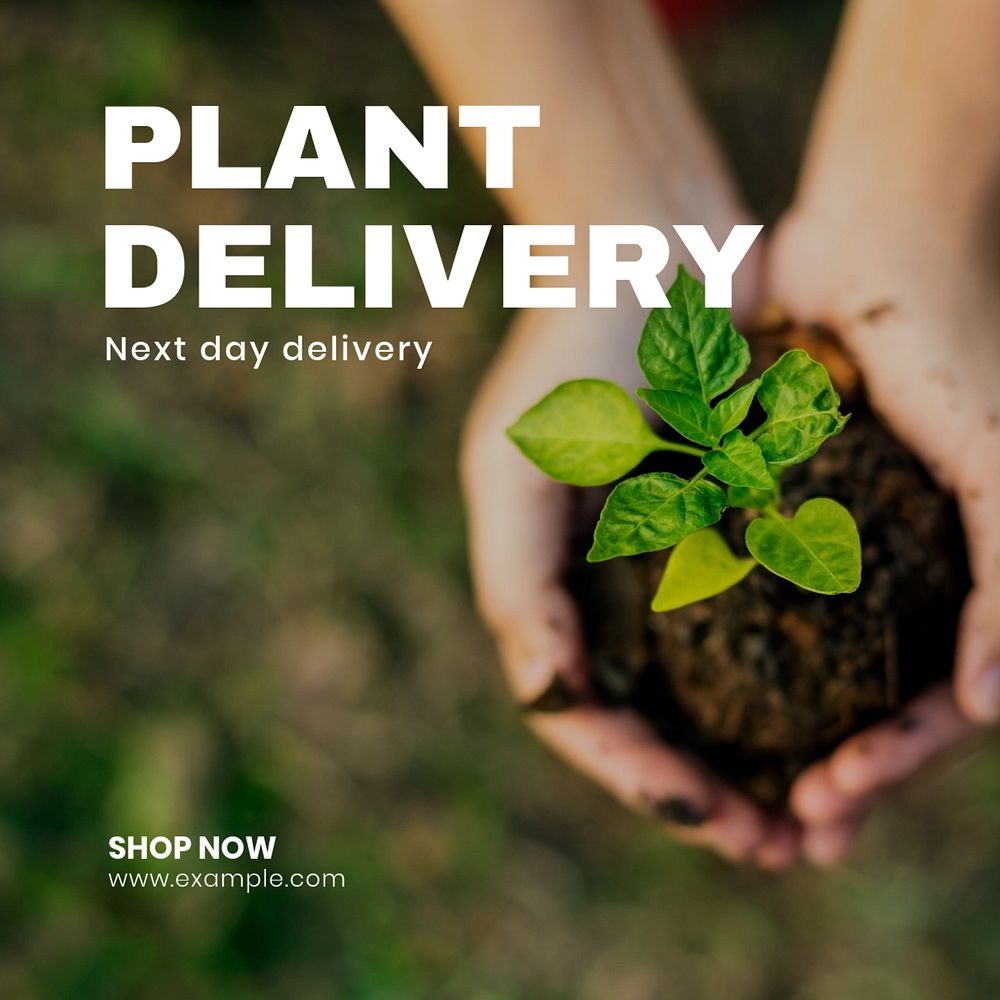 Plant delivery Instagram post template, editable text