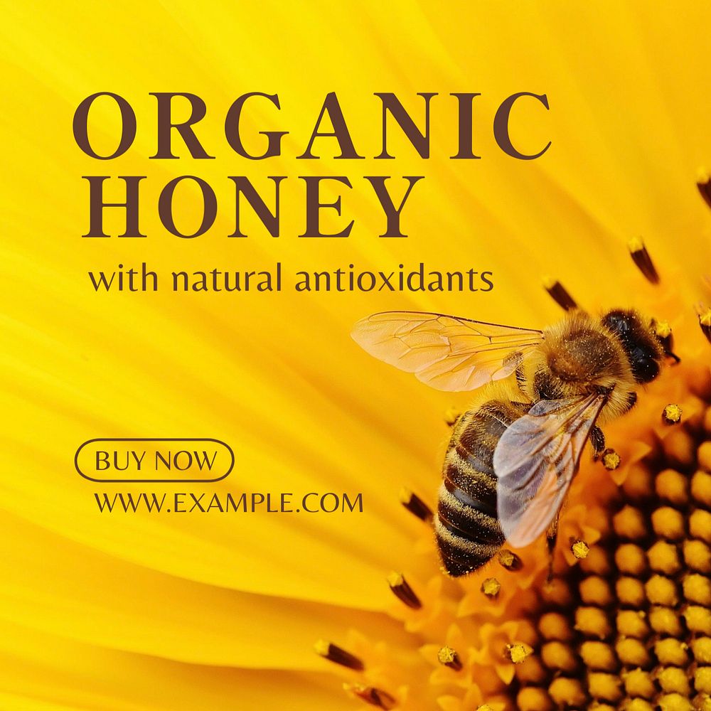 Organic honey Instagram post template, editable text