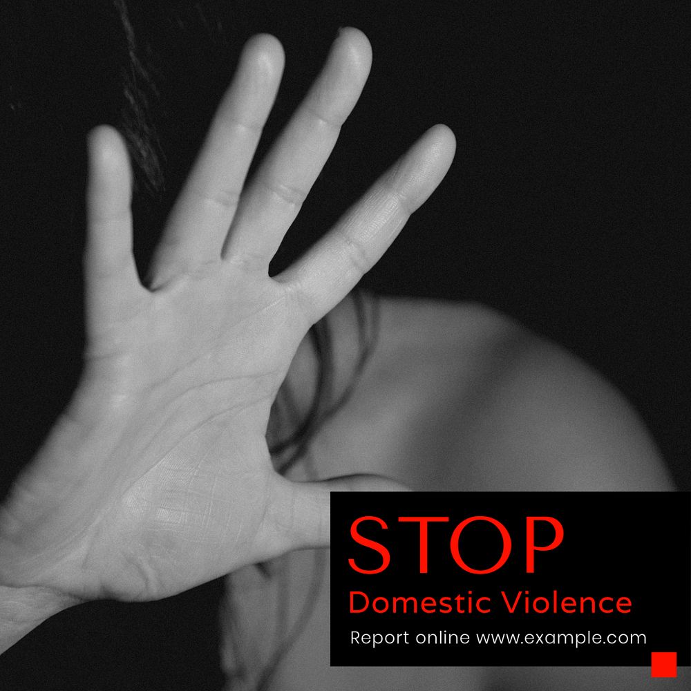 Stop domestic violence  Instagram post template, editable text