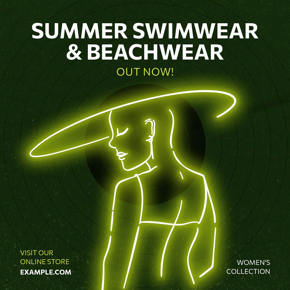 Summer swimwear & beachwear Instagram post template, editable text