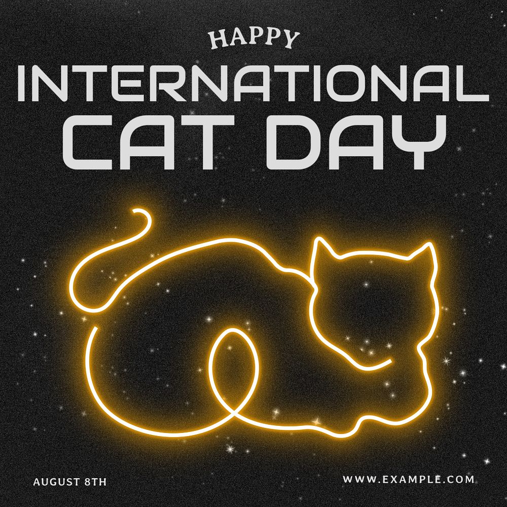 Cat day Instagram post template, editable text