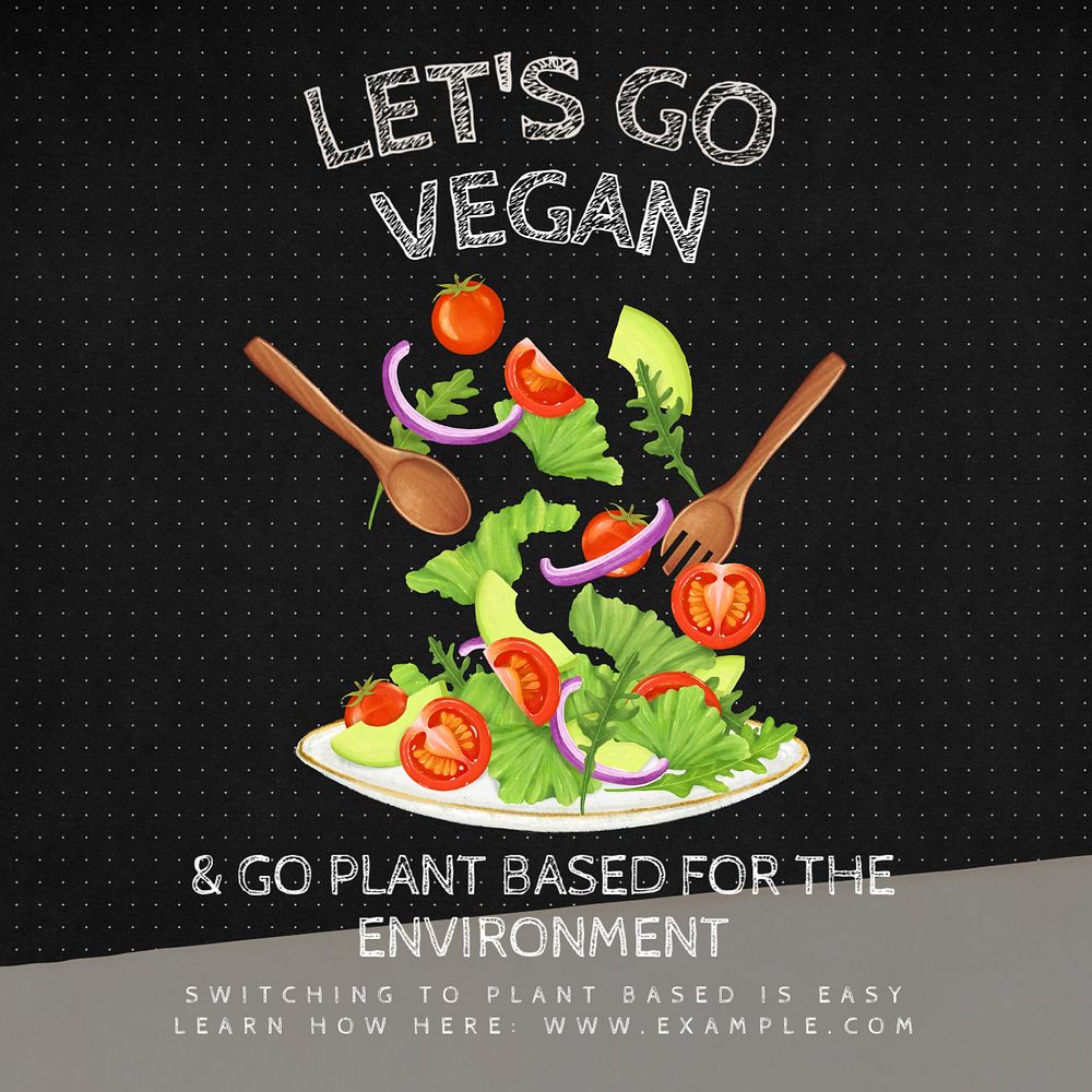 Go vegan  Instagram post template, editable text