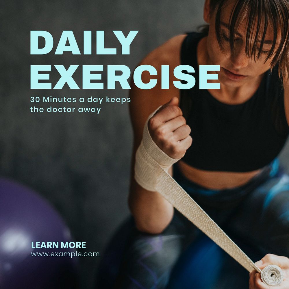 Daily exercise Instagram post template, editable text