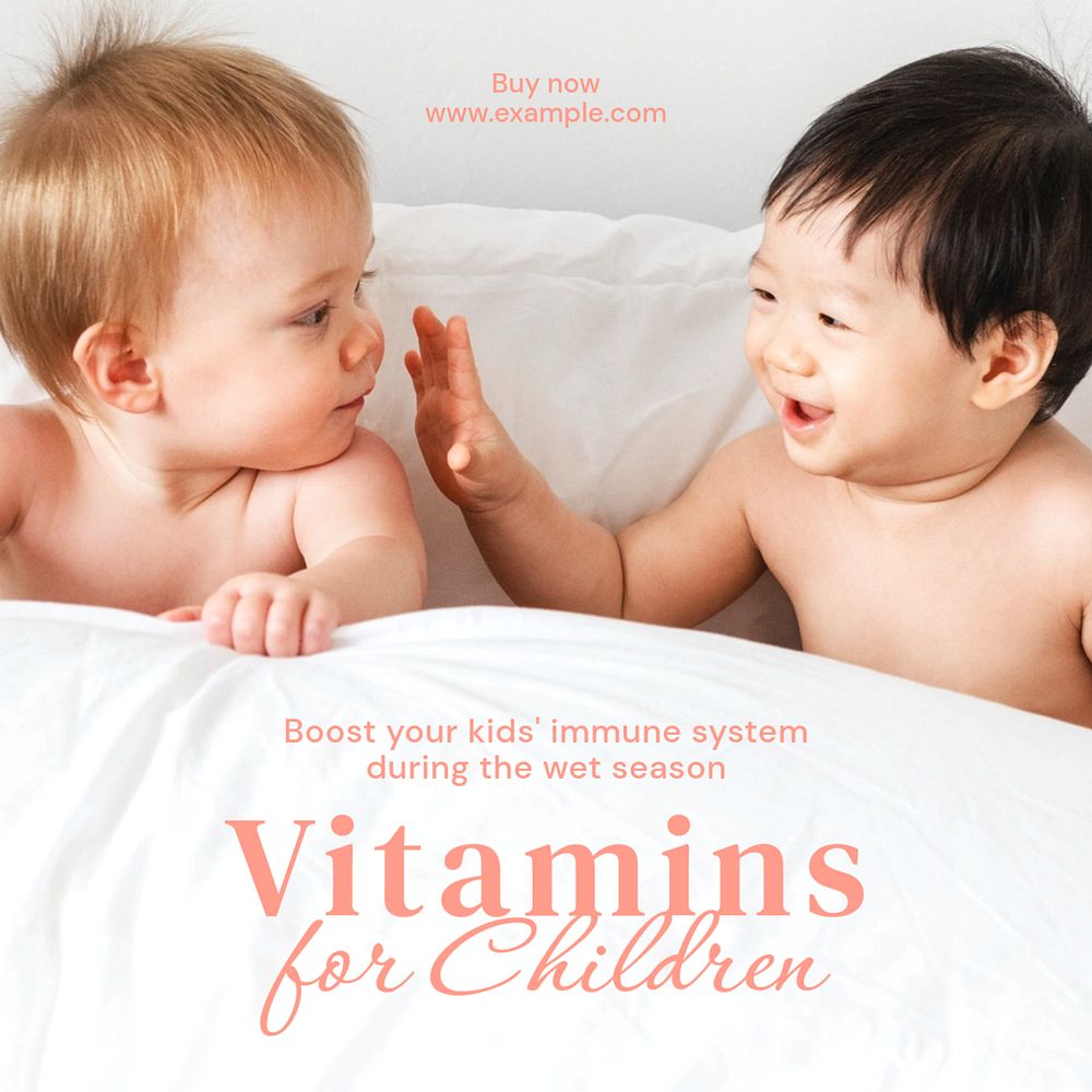 Children vitamins Instagram post template, editable text