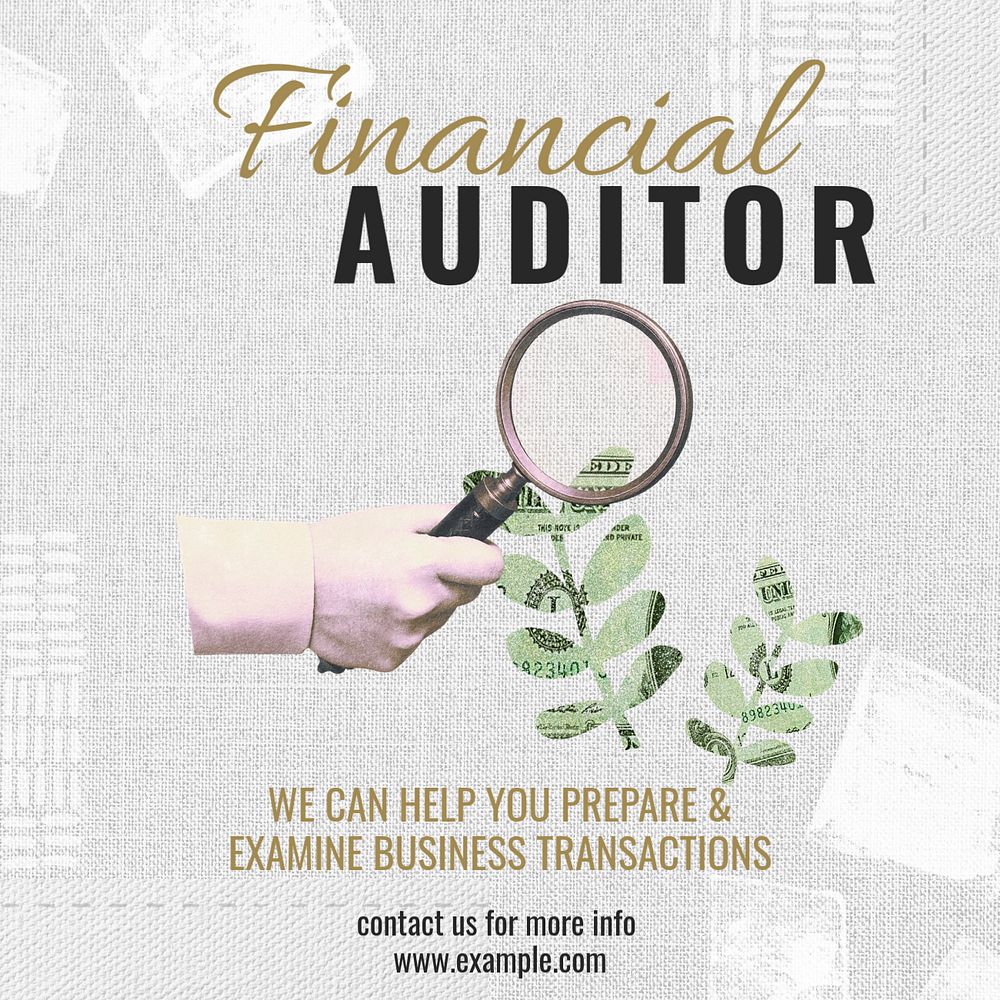 Financial auditor Instagram post template, editable text