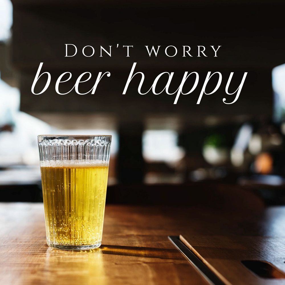 Beer happy Instagram post template, editable text