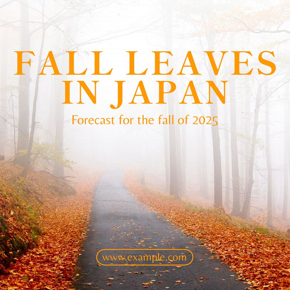 Japan fall leaves Instagram post template, editable text