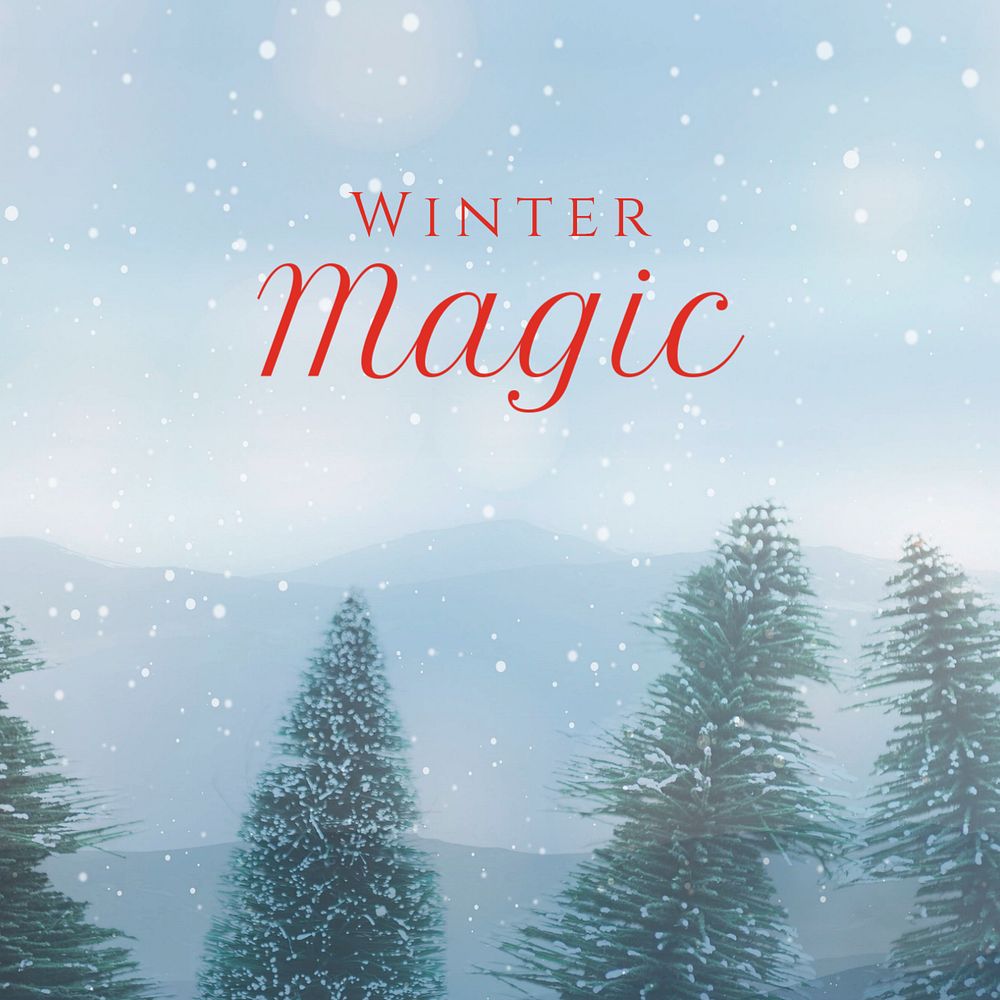 Winter magic Instagram post template, editable text