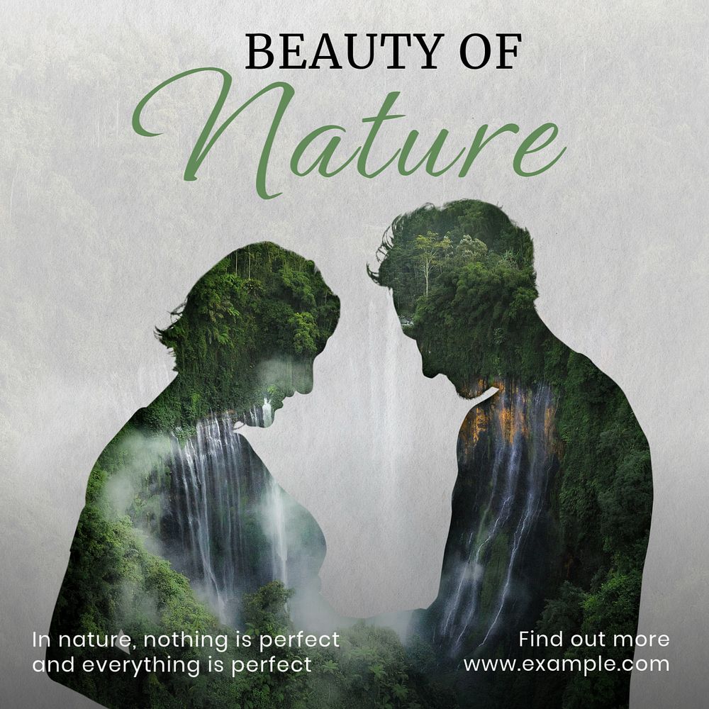 Beauty of nature Instagram post template, editable text