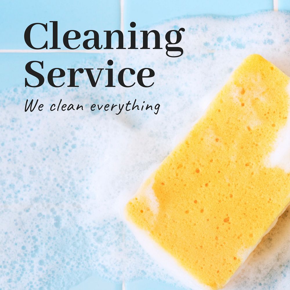 Cleaning service Instagram post template, editable text