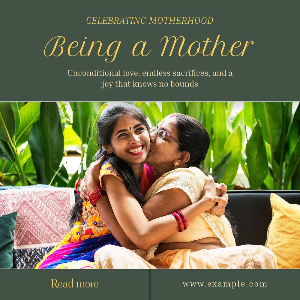 Being a mother Instagram post template, editable text