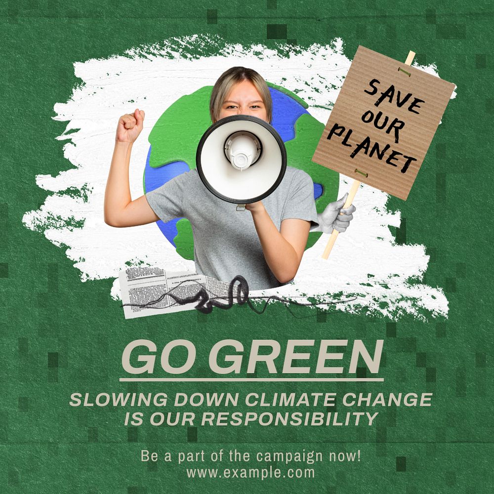 Go green Instagram post template, editable text