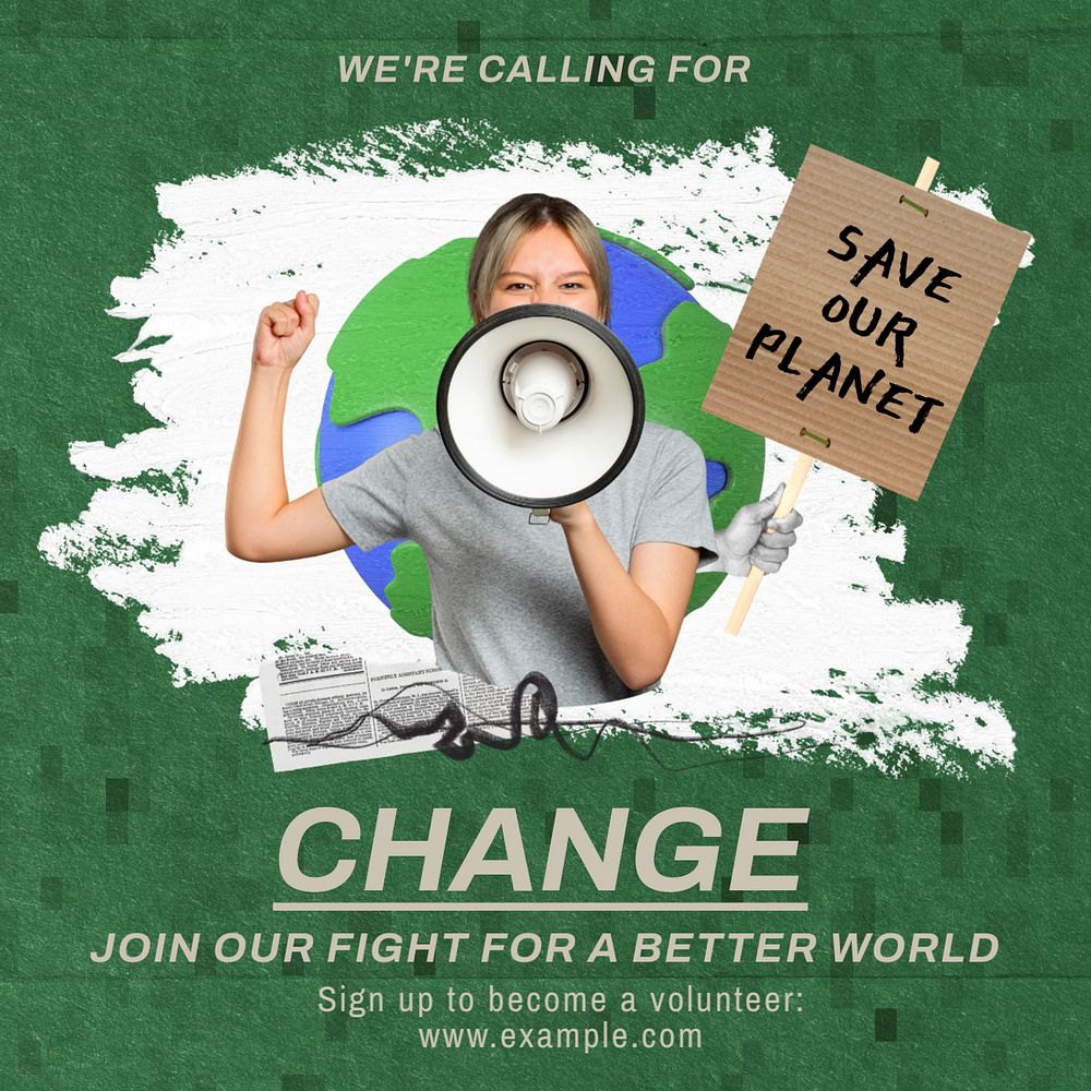 Change & better world Instagram post template, editable text