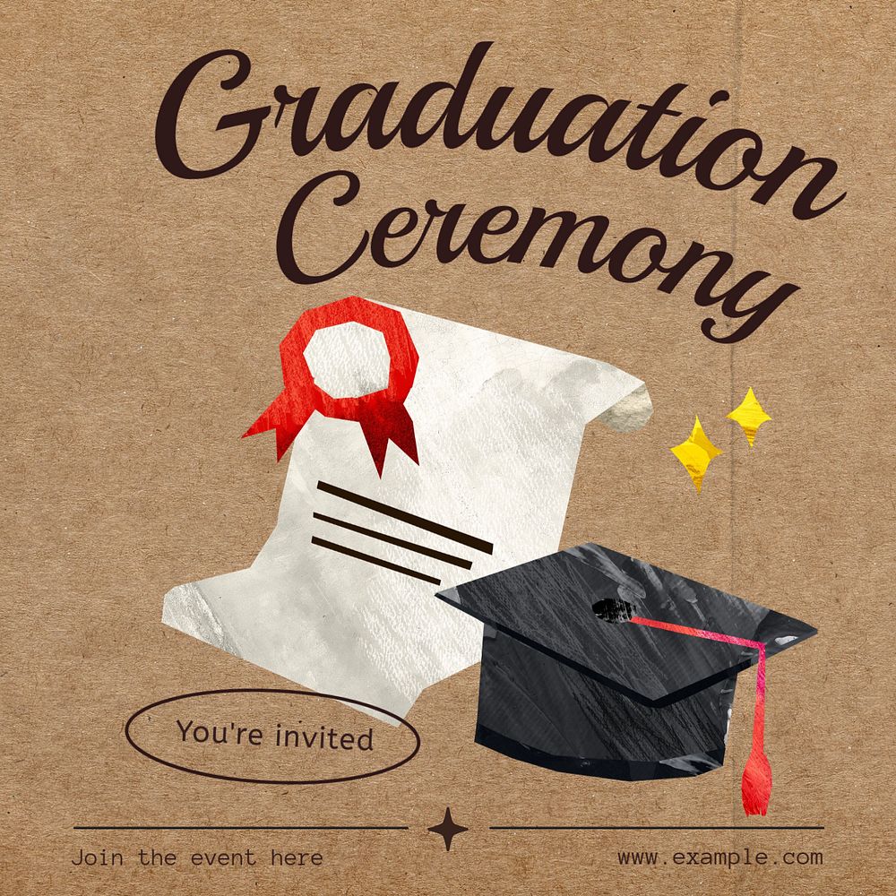 Graduation ceremony Instagram post template, editable text