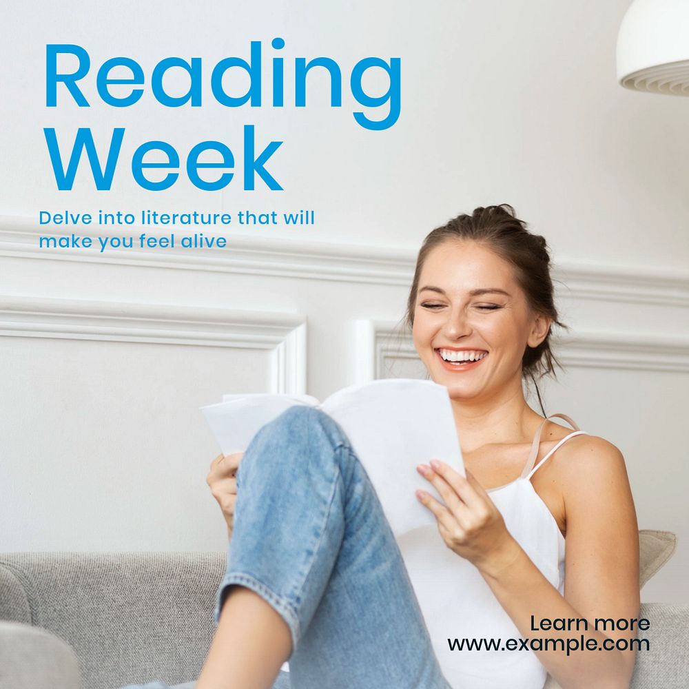 Reading week Instagram post template, editable text