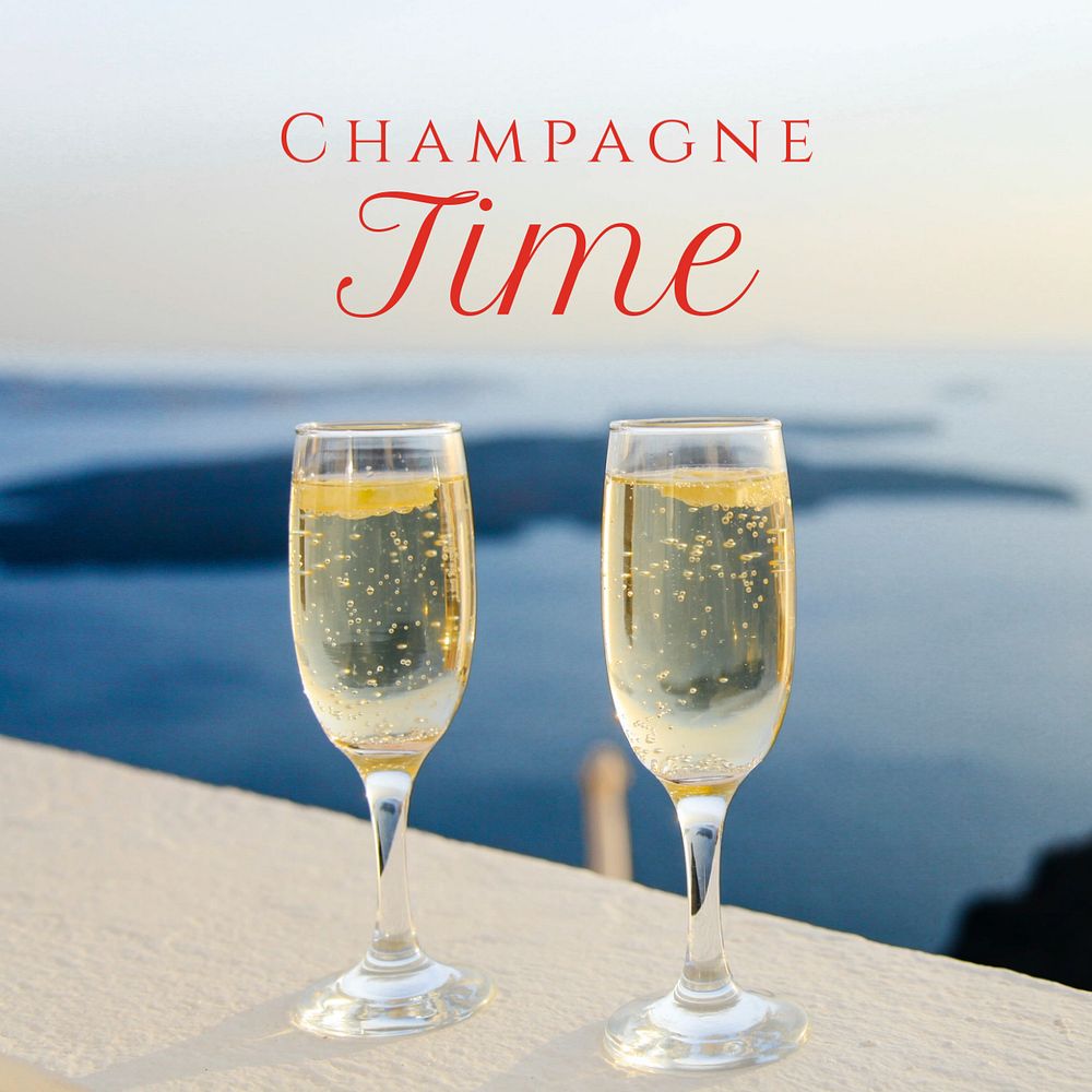 Champagne time Instagram post template, editable text