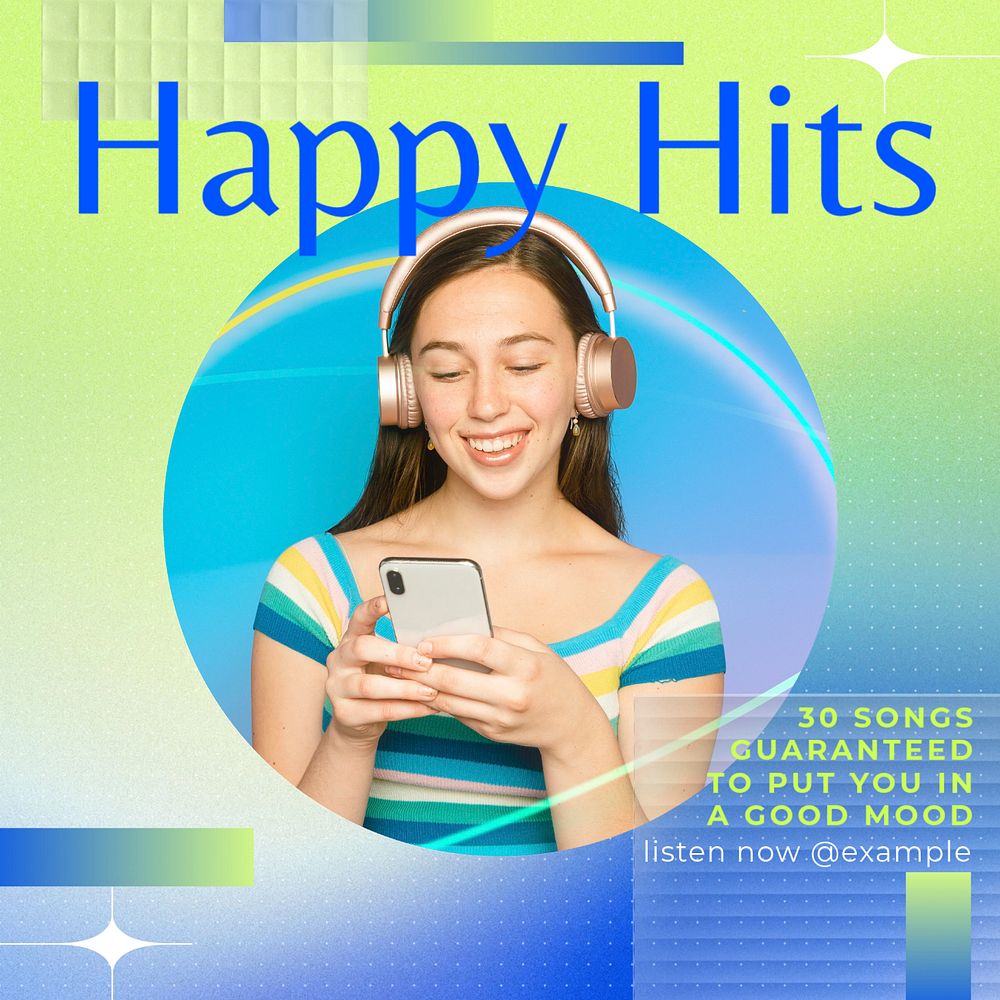 Happy hit music Instagram post template, editable text