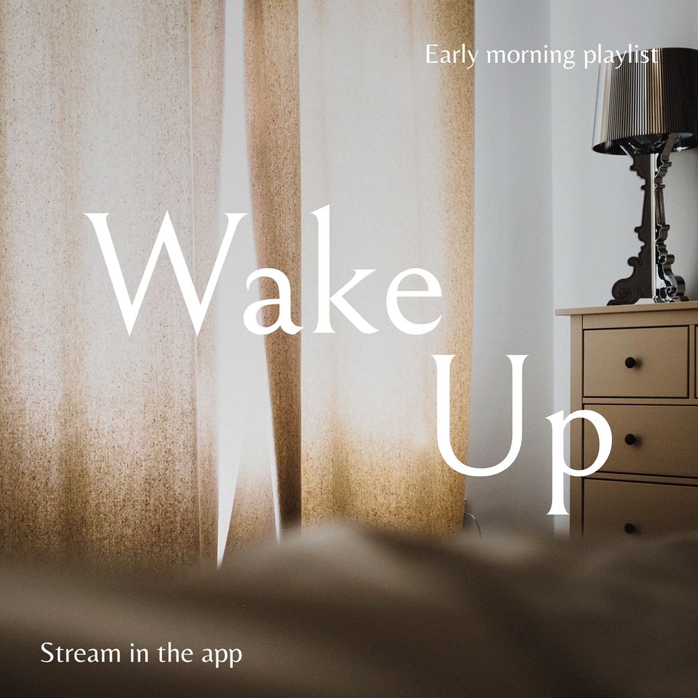 Wake up Instagram post template, editable text