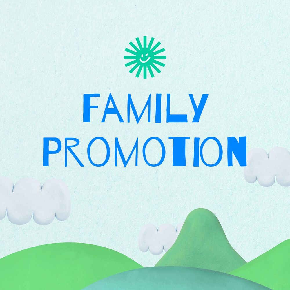 Family promotion Instagram post template, editable text