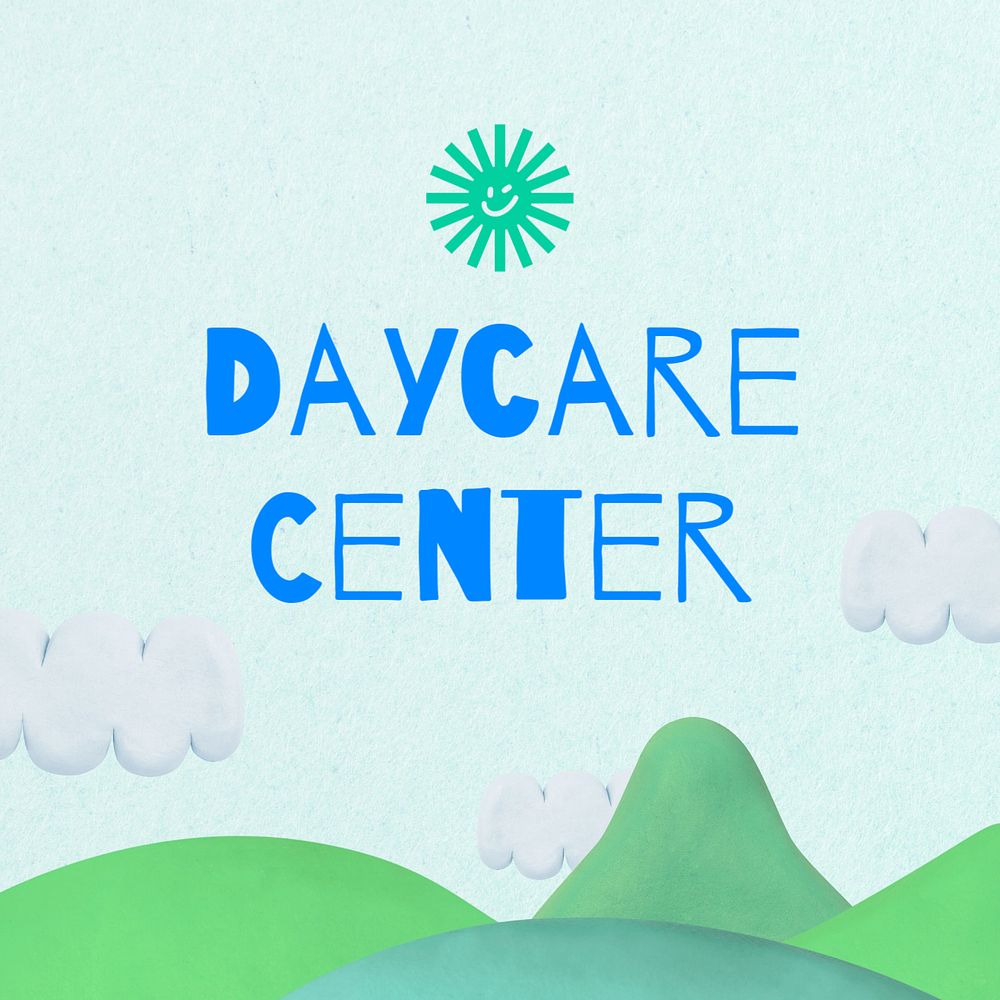 Daycare center Instagram post template, editable text