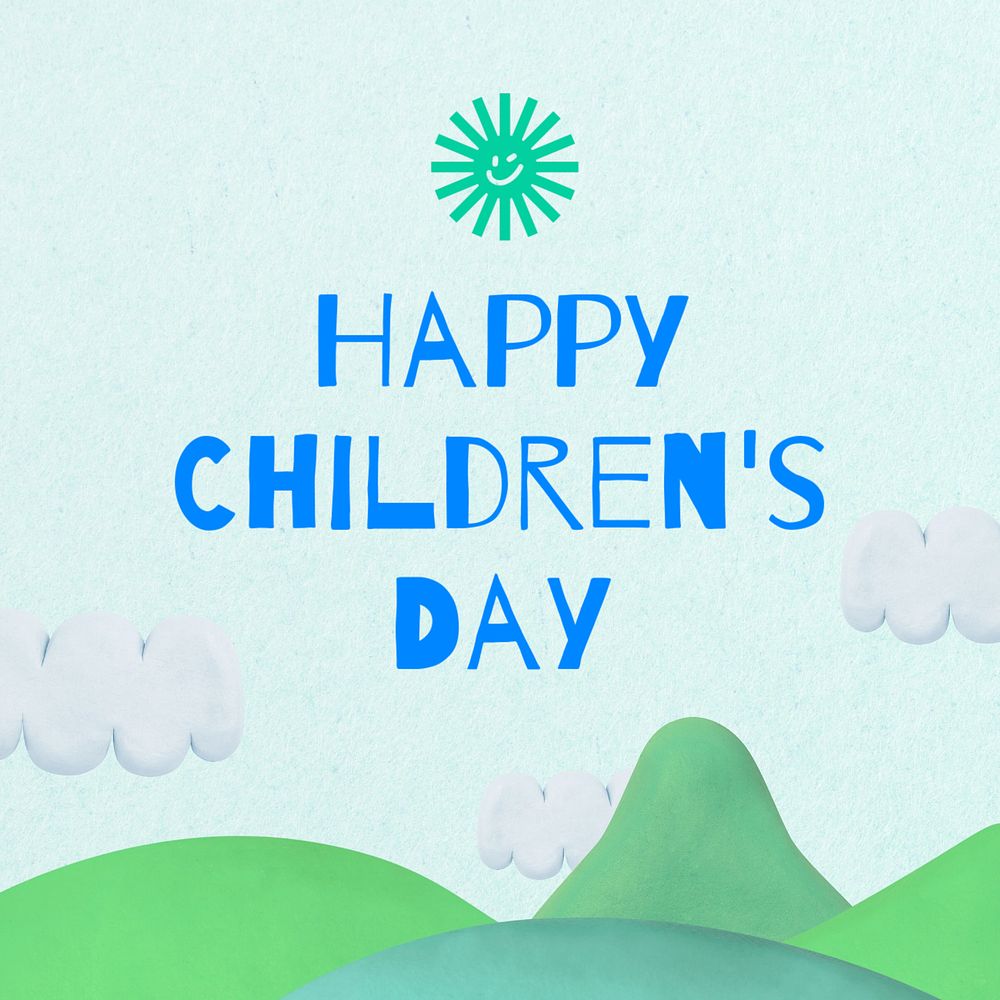 Happy children's day Instagram post template, editable text