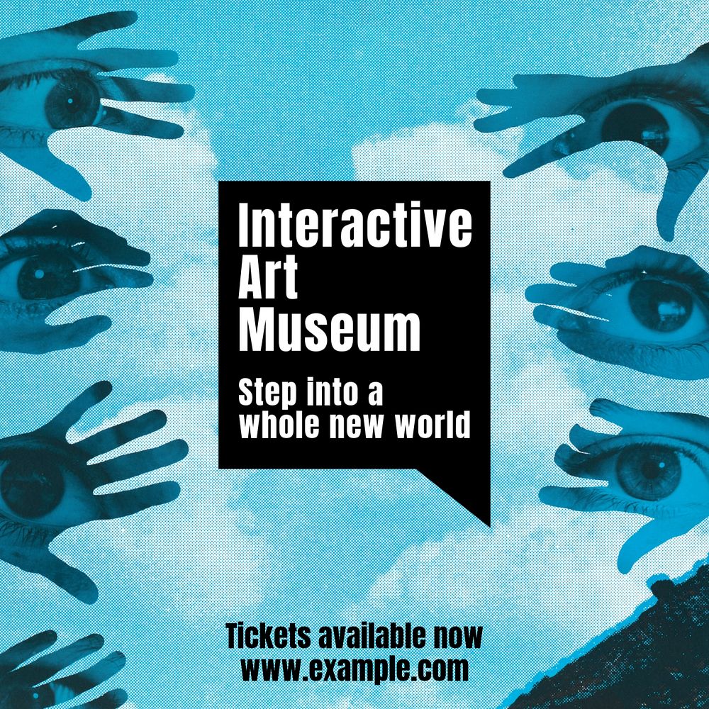 Interactive art museum Instagram post template, editable text