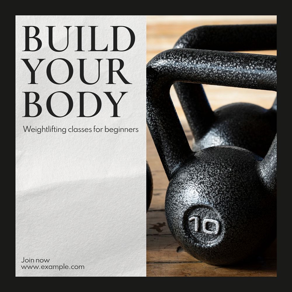 Build your body Instagram post template, editable text