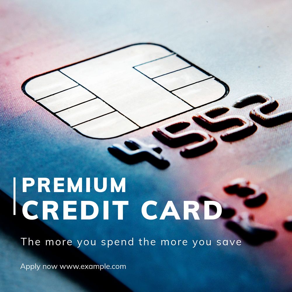 Premium credit card  Instagram post template, editable text