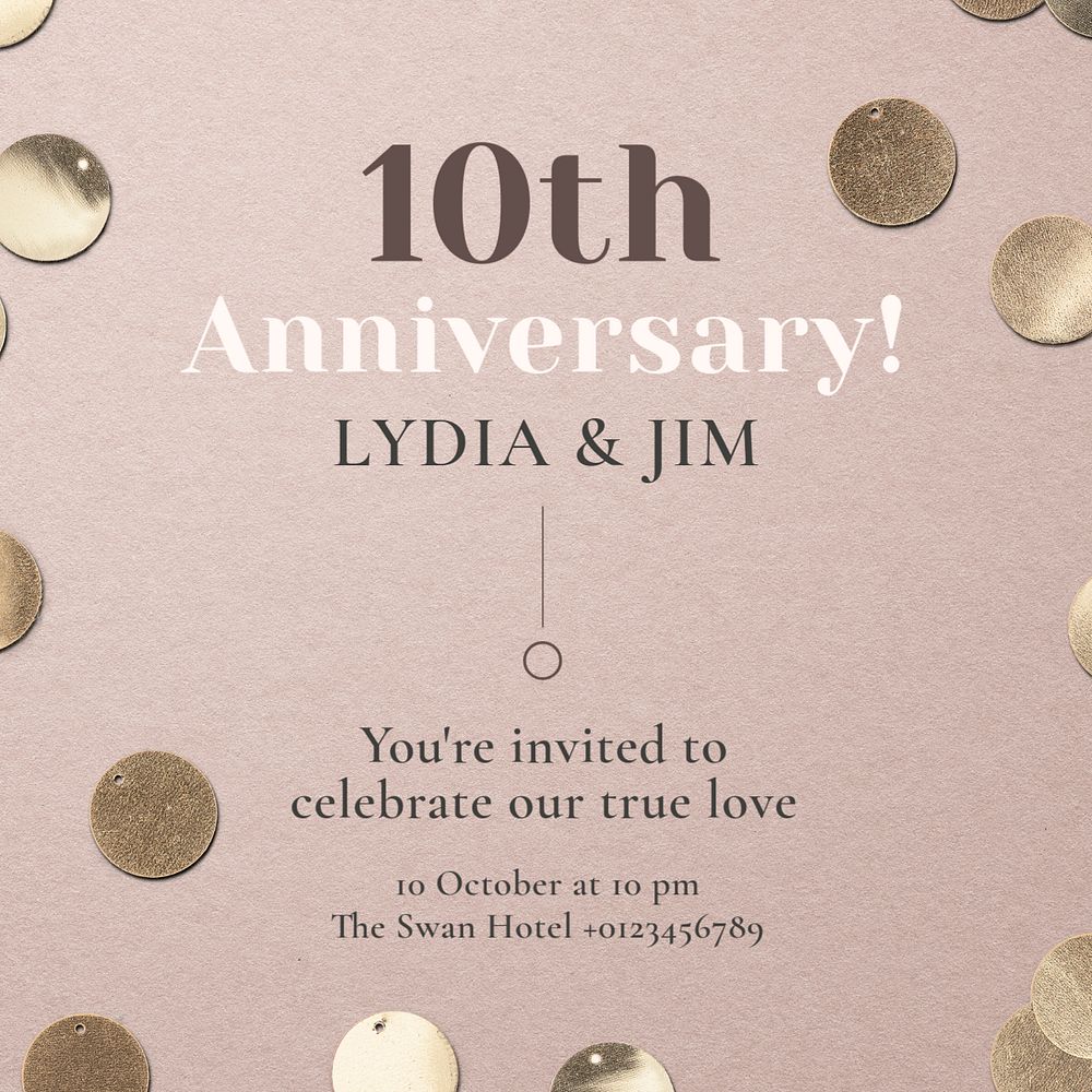 10th Anniversary Instagram post template, editable text