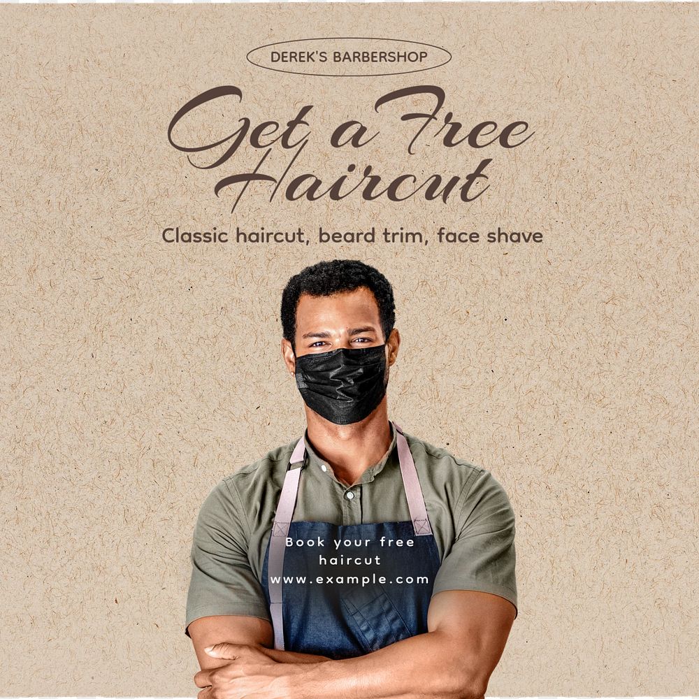 Free haircut  Instagram post template, editable text