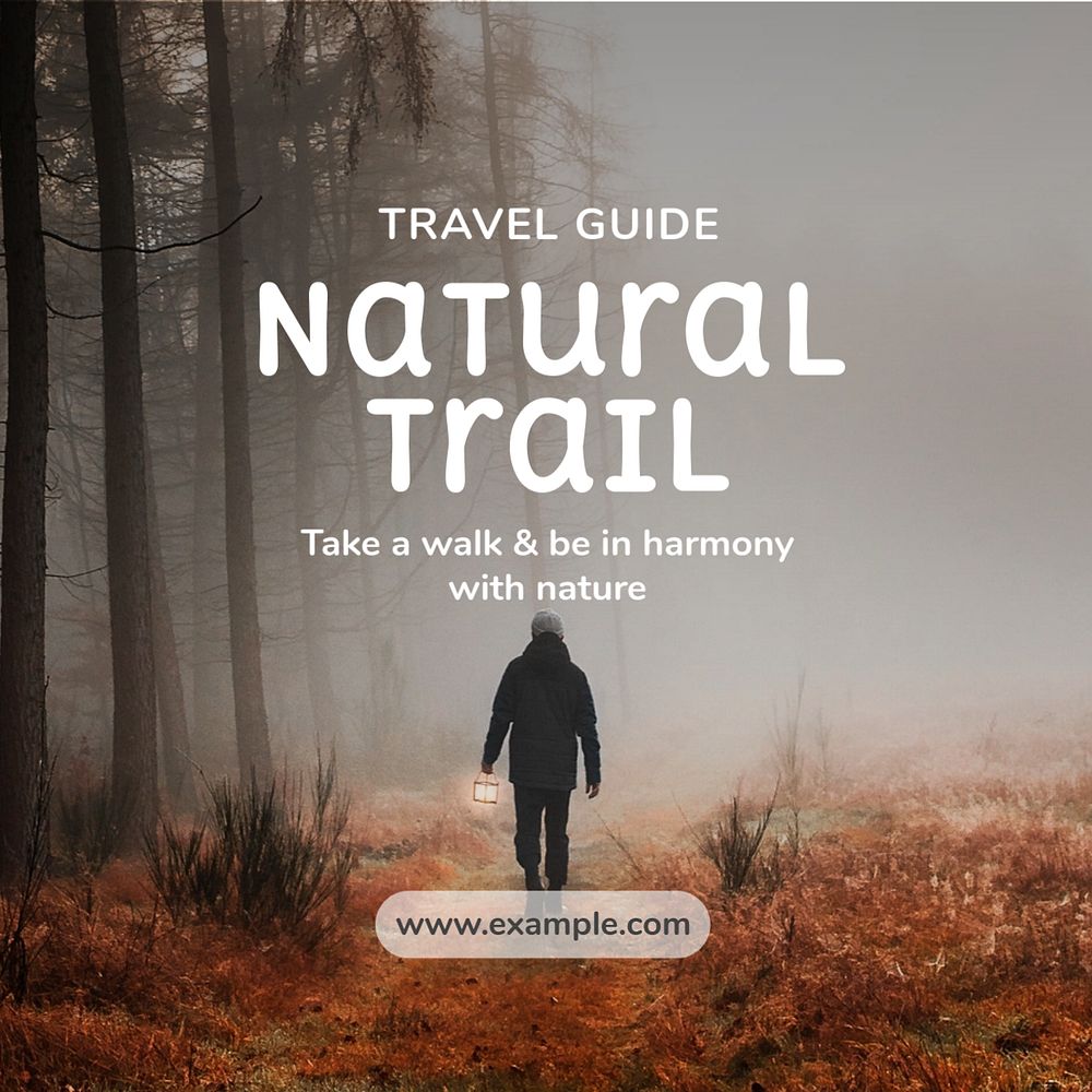 Natural trail  Instagram post template, editable text