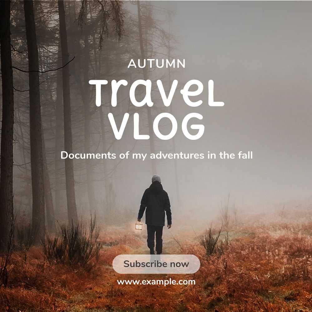 Autumn travel  Instagram post template, editable text