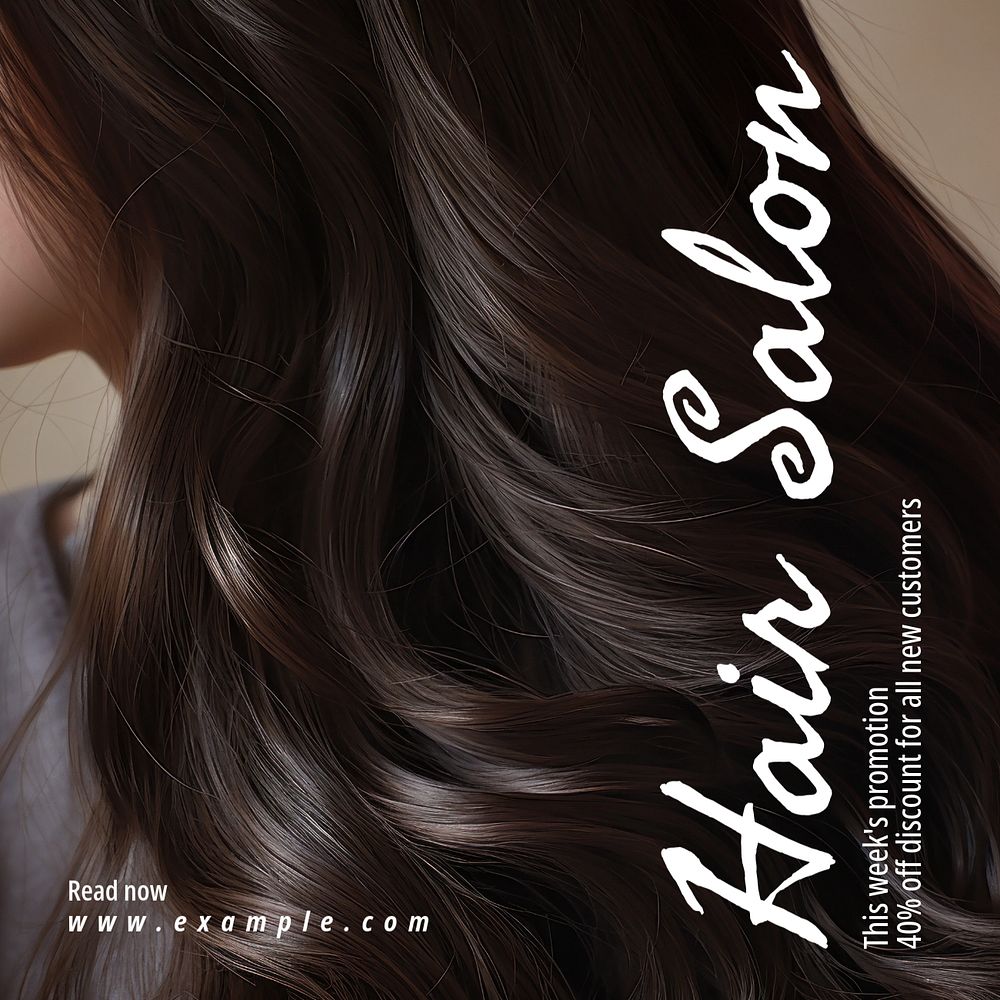 Hair salon Instagram post template, editable text