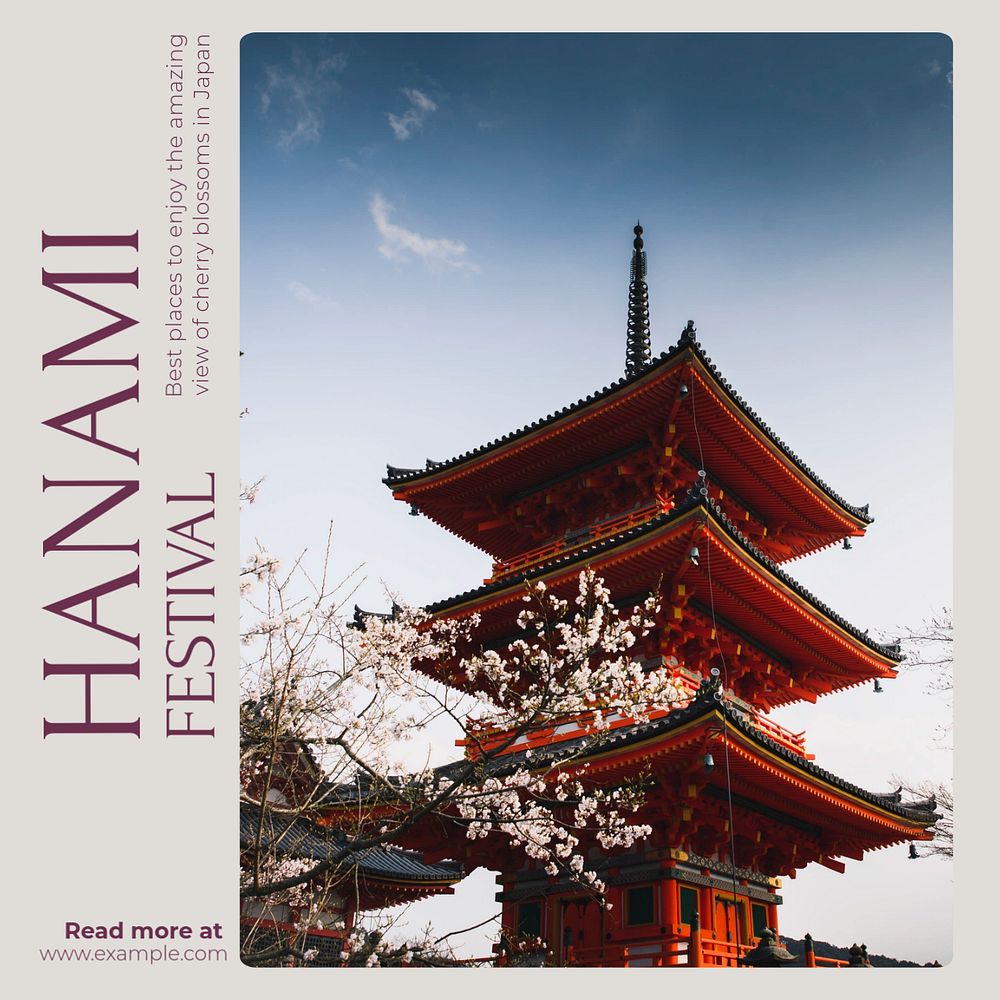 Hanami festival Instagram post template, editable text