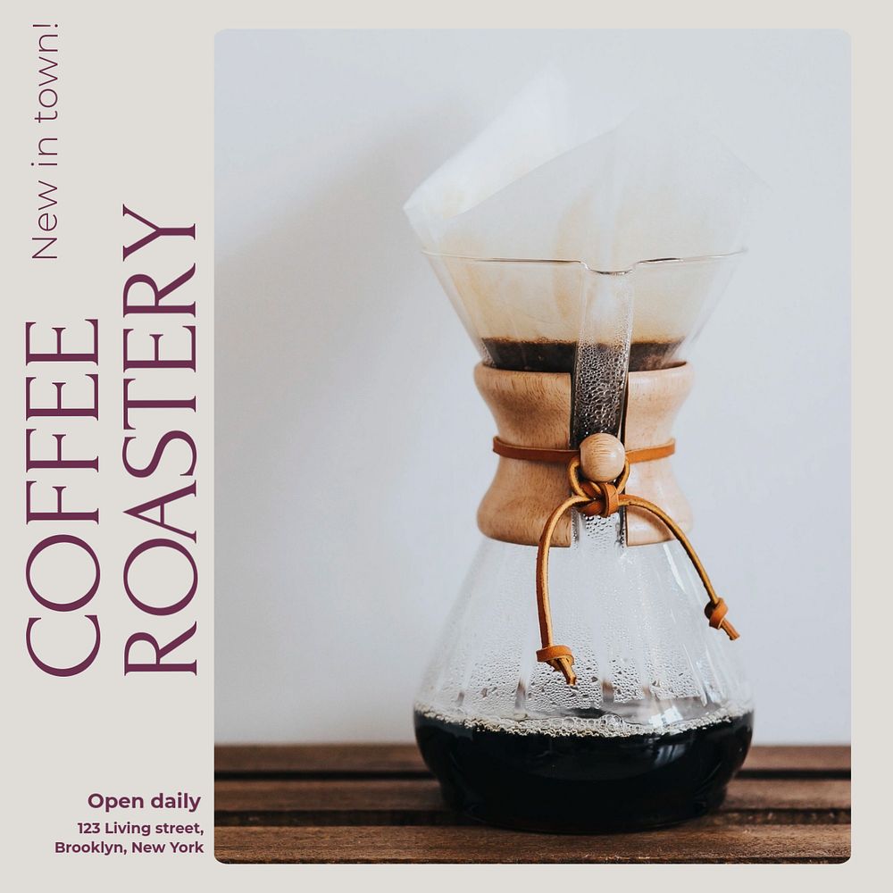 Coffee roastery Instagram post template, editable text