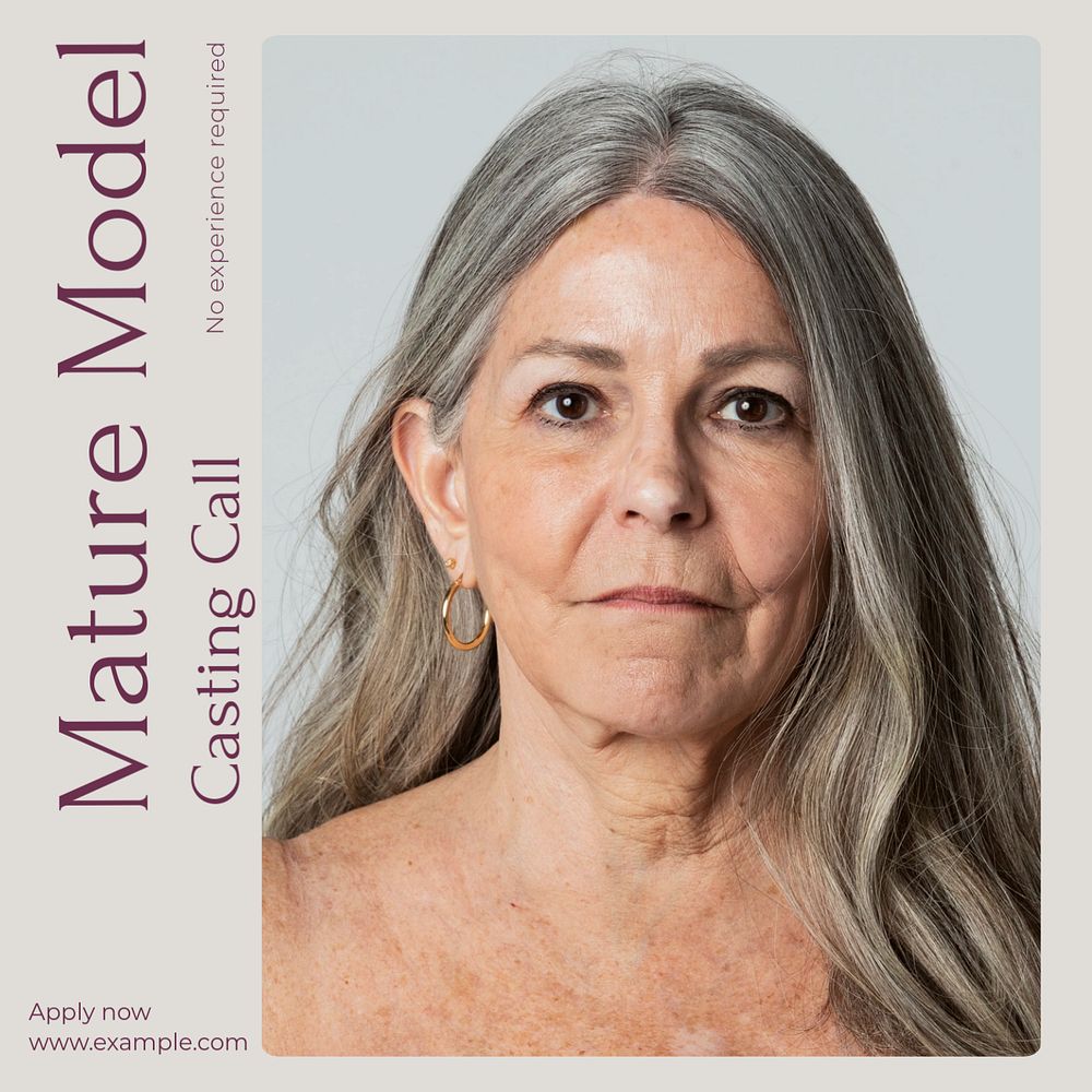 Mature model Instagram post template, editable text