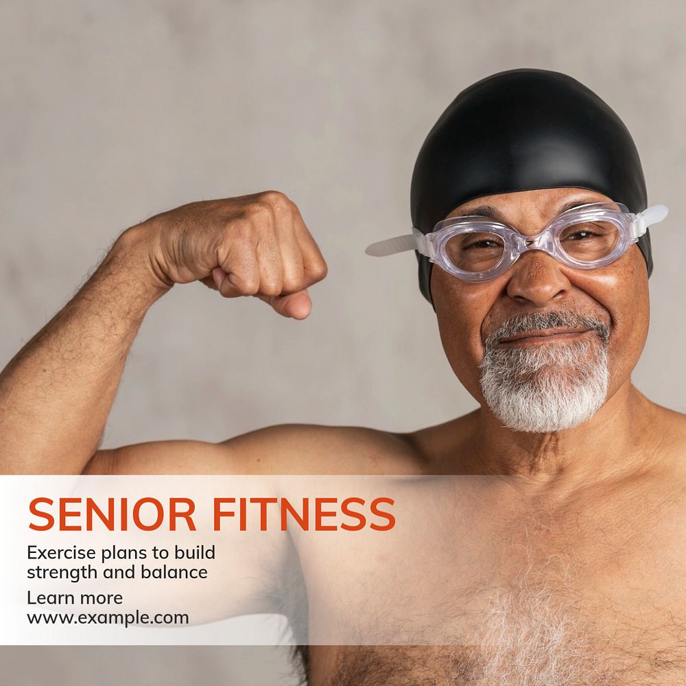 Senior fitness Instagram post template, editable text