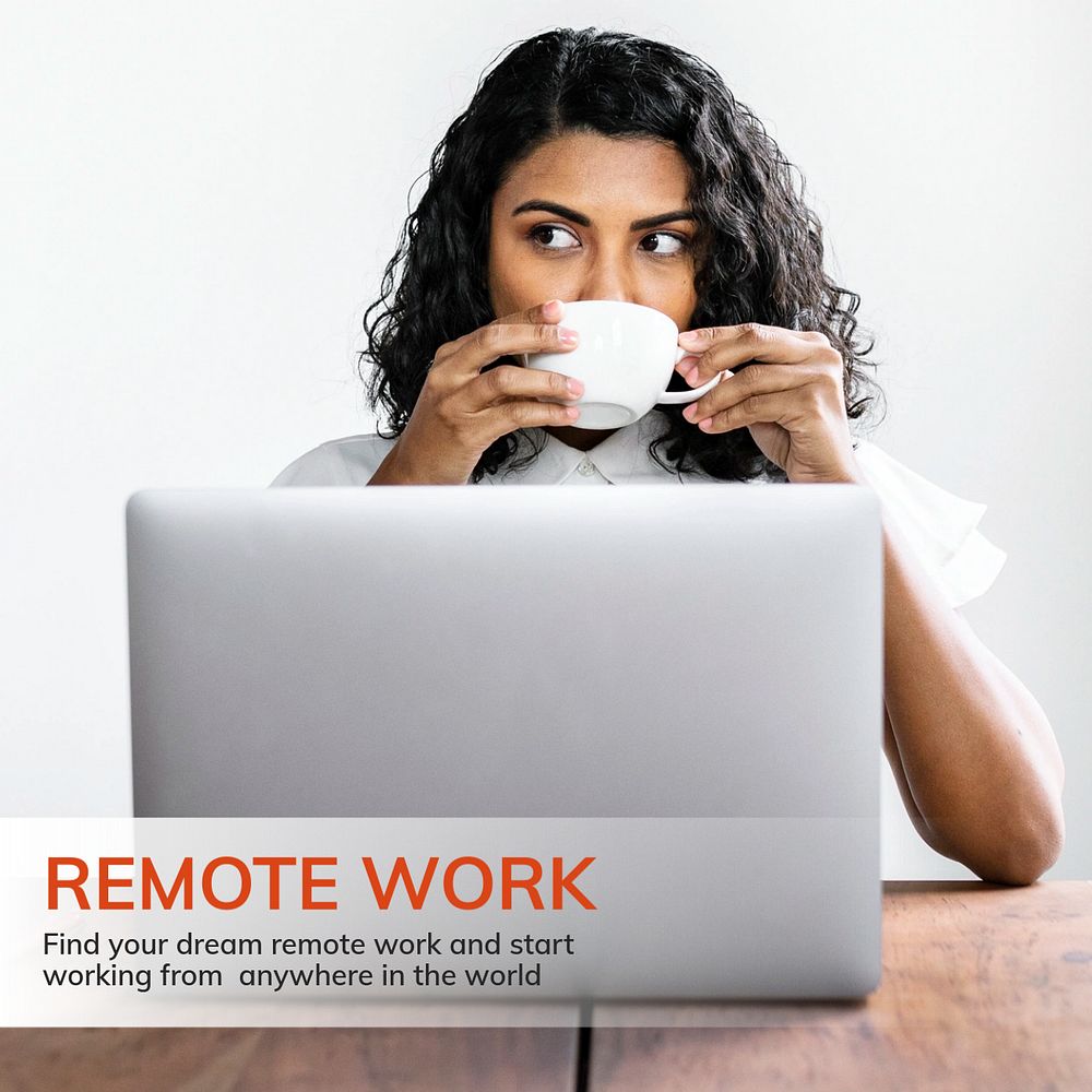 Remote work Instagram post template, editable text