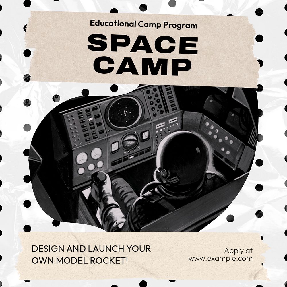 Space camp Instagram post template, editable text