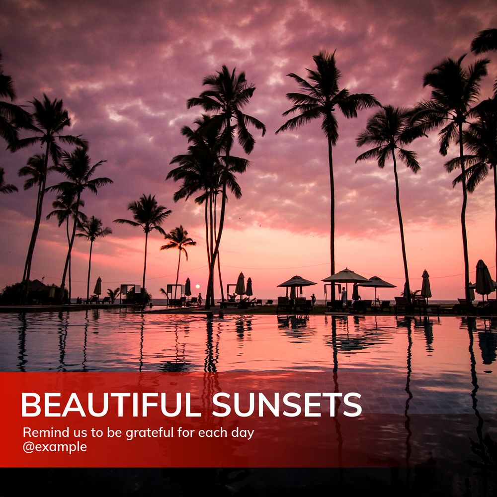 Beautiful sunsets Instagram post template, editable text
