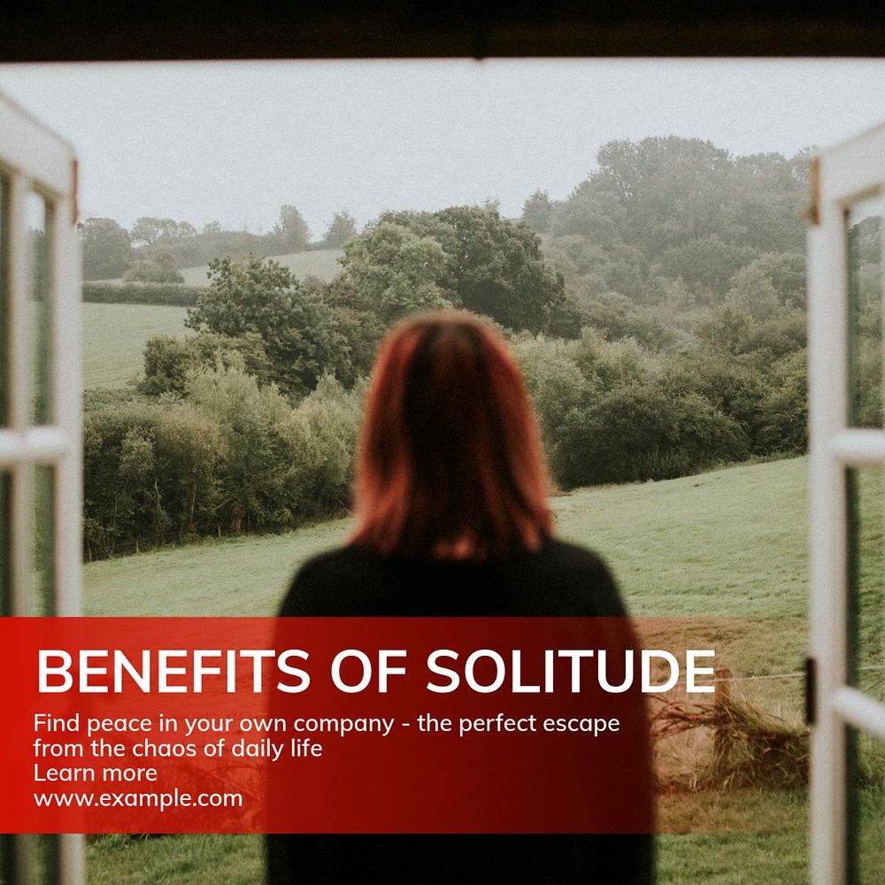 Benefits of solitude Instagram post template, editable text