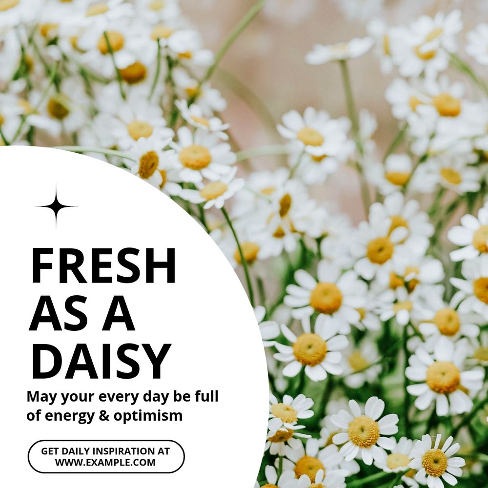 Daisy & positivity Instagram post template, editable text