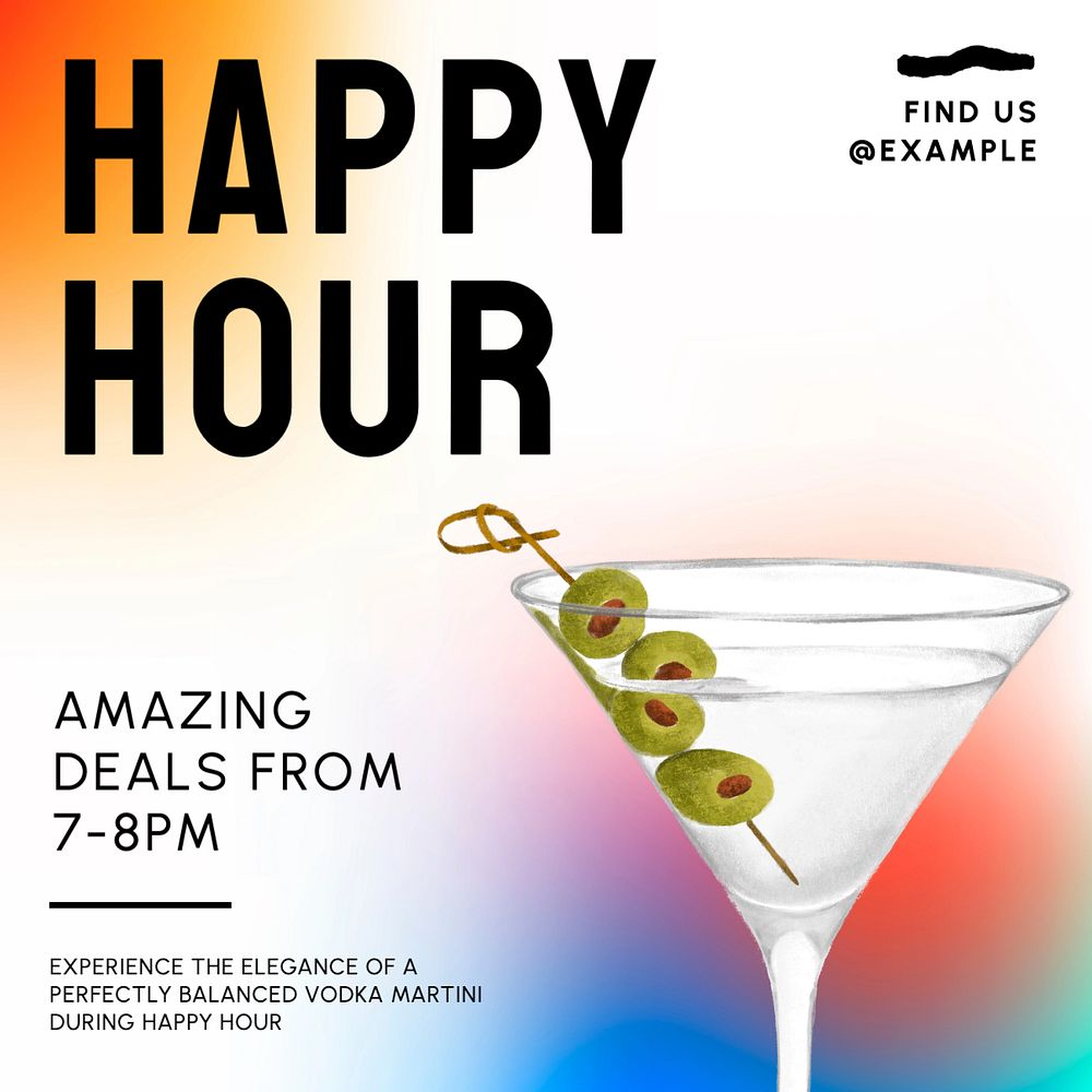 Happy hour Instagram post template