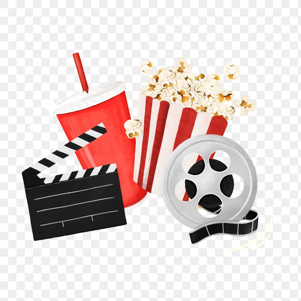 Movie watching png element, entertainment illustration, editable design