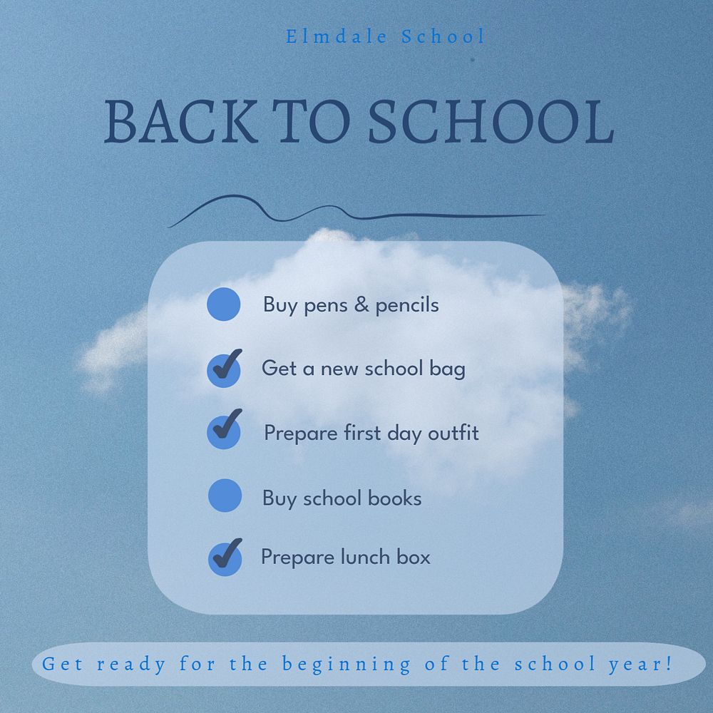 Back to school Instagram post template, editable text