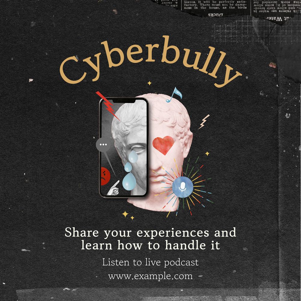 Cyberbully Instagram post template, editable text